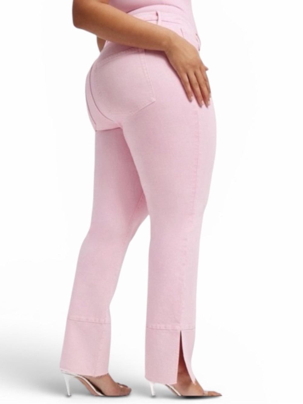 NEW Good American Good Boy High-Waist Split-Hem Tummy Tech Jeans Women’s Size 20